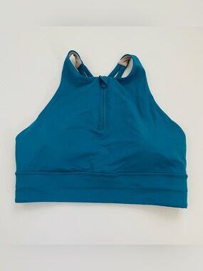 Lululemon Energy High Neck Longline Bra with a front zipper Blue Size 8